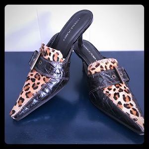 On-trend pointy kitten heel mules Donald J Pliner